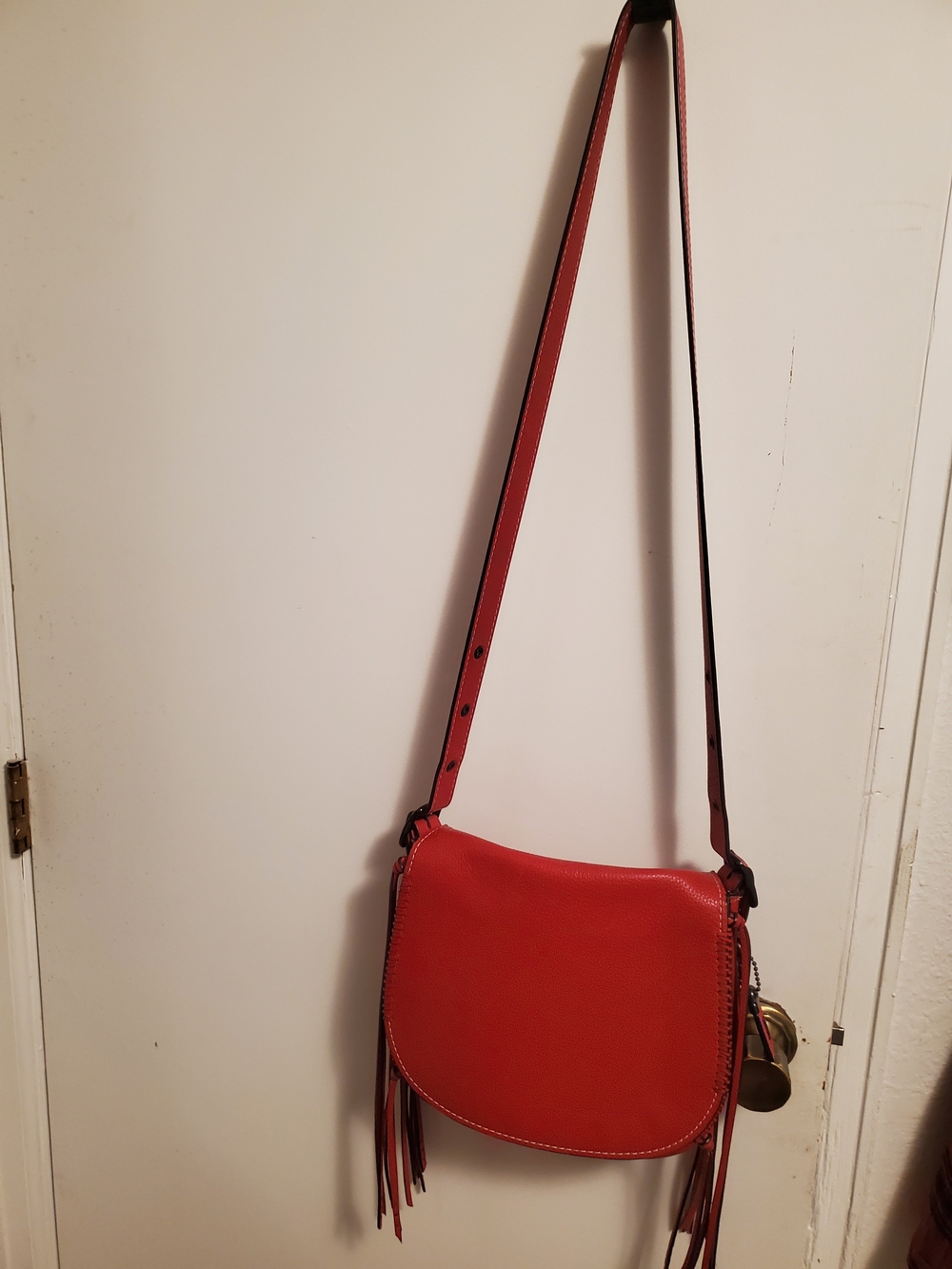 Coach Red Leather Crossbody with Fringe